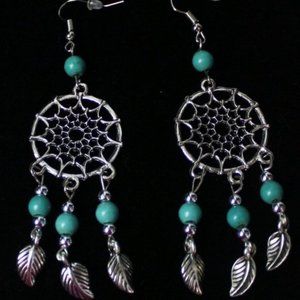 Turquoise Bohemian Dream Catcher Earrings
